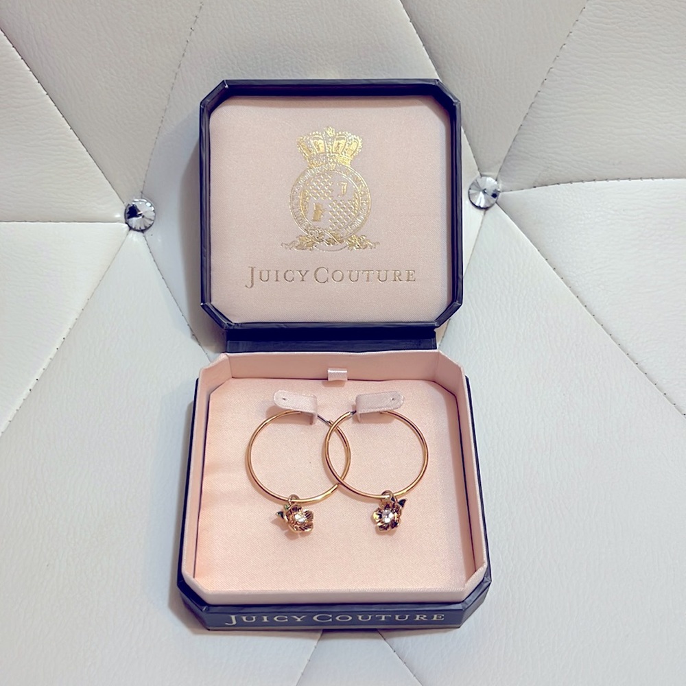 NWT Juicy Couture Floral Hoop Earrings